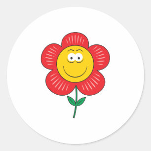 かわいい花の顔 ラウンドシール