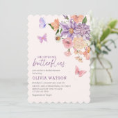 かわいい花の「私に蝶々を」ブライダルシャワー 招待状 (スタンド正面)