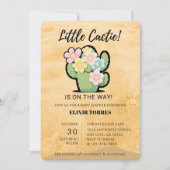 かわいい花のLittle Cuctie Kawaiiベビーシャワー 招待状 (正面)