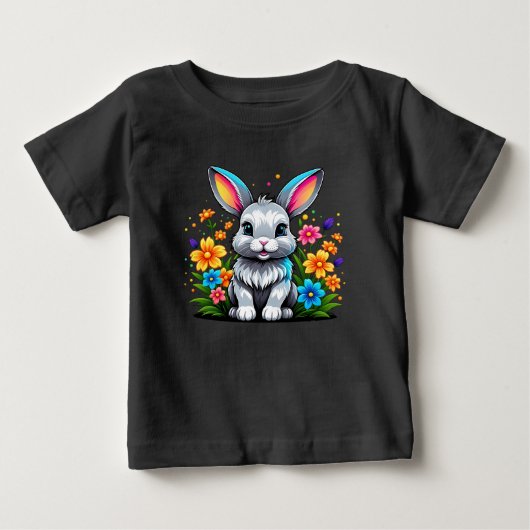 かわいい花カラフル束 ベビーTシャツ (正面)