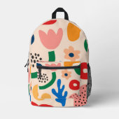 かわいい花カラフル柄の虹 プリントバックパック (正面)