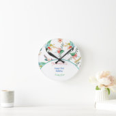 かわいい花カラフル21ハッピーバースデー ラウンド壁時計 (ホーム)