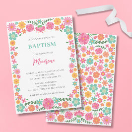 かわいい花ガールバプテスマ招待状 招待状