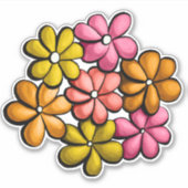 かわいい花キッズイカラフルンクスケッチ シール (正面)