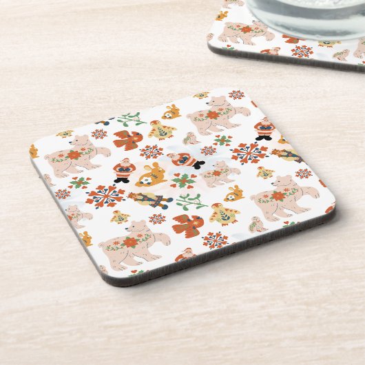 かわいい花クリスマスのパターンとサンタ コースター (左側)