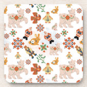かわいい花クリスマスのパターンとサンタ コースター (正面)