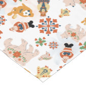 かわいい花クリスマスのパターンとサンタ ショートテーブルランナー (コーナー)