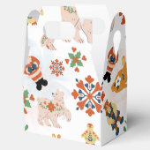 かわいい花クリスマスのパターンとサンタ フェイバーボックス (オープン)