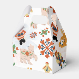 かわいい花クリスマスのパターンとサンタ フェイバーボックス