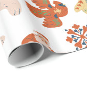 かわいい花クリスマスのパターンとサンタ ラッピングペーパー (ロールコーナー)