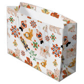 かわいい花クリスマスのパターンとサンタ ラージペーパーバッグ (裏面アングル)