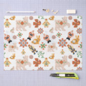 かわいい花クリスマスのパターンとサンタ 薄葉紙 (クラフト)