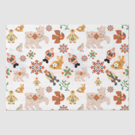 かわいい花クリスマスのパターンとサンタ 薄葉紙