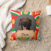 かわいい花クリスマスカスタム休暇ドッグフォト クッション (ブランケット)
