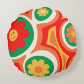 かわいい花クリスマスカスタム休暇ドッグフォト ラウンドクッション (裏面)