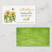 かわいい花デザインハウスクリーニングサービス 名刺 (正面/裏面)