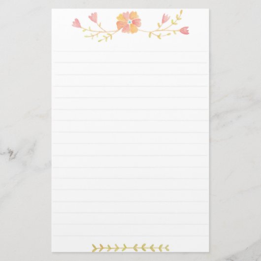 かわいい花ハッピーハウスかわいいお水色 便箋 (正面)