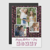 かわいい花ハッピー母の日3フォトマグネット (正面/裏面)