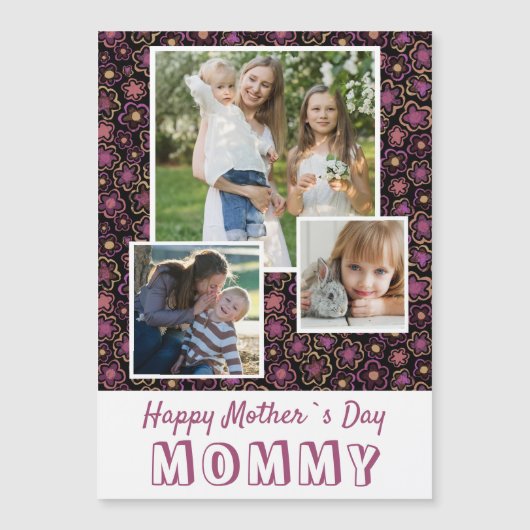 かわいい花ハッピー母の日3フォトマグネット (正面)