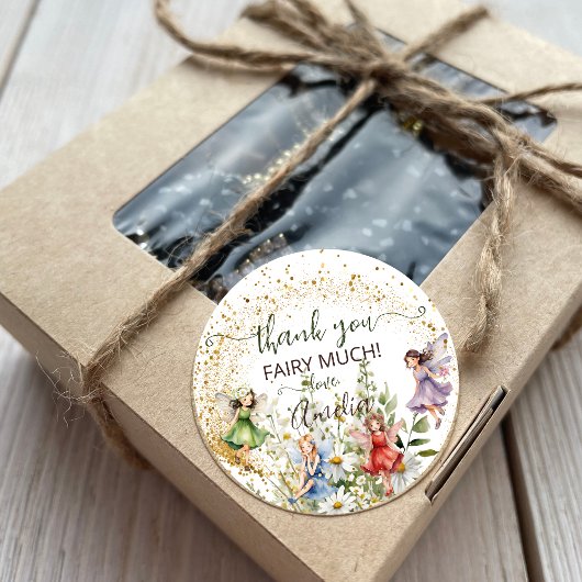 かわいい花ピクシー妖精グリッタースクリプトありがとう ラウンドシール