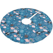 かわいい花フラミンゴ柄 ブラッシュドポリエステルツリースカート (アングル)