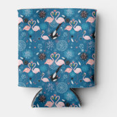 かわいい花フラミンゴ柄 缶クーラー (正面)