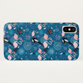 かわいい花フラミンゴ模様 Case-Mate iPhoneケース (裏面(横))