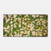 かわいい花ホワイトグリーンデイジーガーリーかわいらし自然 デスクマット (正面)