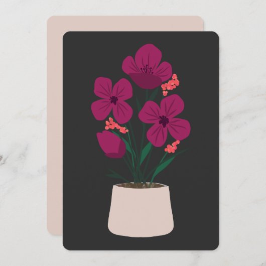 かわいい花ポットマザーズデイカード シーズンカード (正面/裏面)