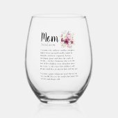 かわいい花ママの定義 ステムなしワイングラス (正面)