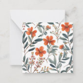 かわいい花ミニマルブライダルシャワー ノートカード (裏面)