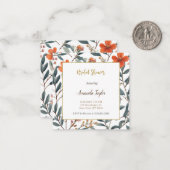 かわいい花ミニマルブライダルシャワー ノートカード (正面/裏面インサイチュ)