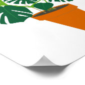 かわいい花モンステラの植木鉢 ポスター (角)