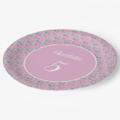 かわいい花人形の水色 ペーパープレート (アングル)