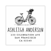 かわいい花付きバイク名前をカスタムする差出人住所 ラバースタンプ (インプリント)