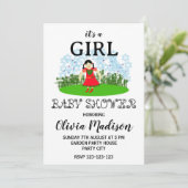 かわいい花園の女の子赤ちゃんの女の子の赤ちゃんシャワー 招待状 (スタンド正面)
