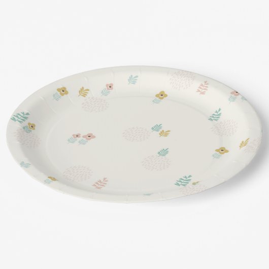 かわいい花園の漫画 1歳の誕生日パーティー ペーパープレート (アングル)