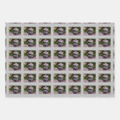 かわいい花園カエル自然模様 ラッピングペーパーシート (正面3)