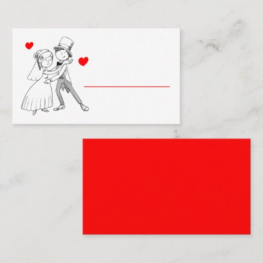かわいい花嫁さん赤い結婚白婚約したの プレイスカード (正面/裏面)