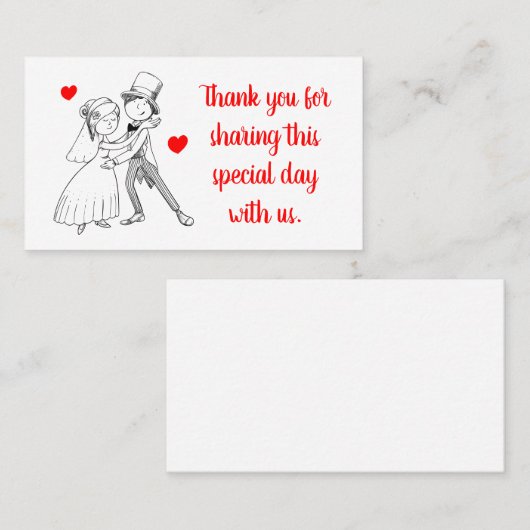 かわいい花嫁さん、マンガレッ結婚ドさんありがとう プレイスカード (正面/裏面)