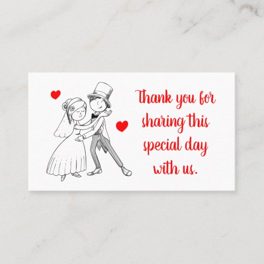 かわいい花嫁さん、マンガレッ結婚ドさんありがとう プレイスカード (正面)