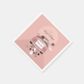 かわいい花嫁と新郎ピンクの休暇カー スタンダードカクテルナプキン (角)