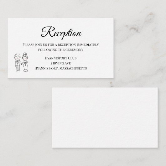 かわいい花嫁と新郎　黒と白のウェディング・レセプション エンクロージャーカード (正面/裏面)