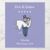 かわいい花嫁と花婿の結婚宴会 ワインラベル (シングルラベル)