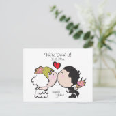 かわいい花嫁と花婿の結婚式ポストカード 案内ポストカード (スタンド正面)