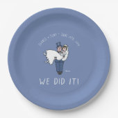 かわいい花嫁と花婿マンガの結婚披露宴 ペーパープレート (正面)