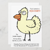 かわいい花嫁の女友達パーティー 白いメンドリの漫画 招待状 (正面/裏面)