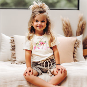 かわいい花嫁の少女 ピンクの花のウェディングTシャツ Tシャツ