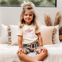 かわいい花嫁の少女 ピンクの花のウェディングTシャツ Tシャツ