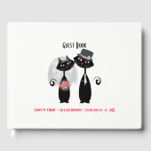 かわいい花嫁 |グルーム結婚の猫たちパーソナライズされた ゲストブック (正面)